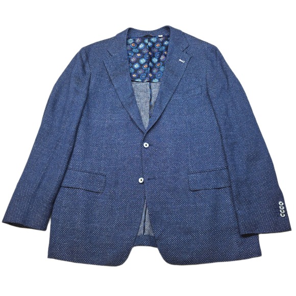 Robert Graham Cotton Linen Sport Coat Mens 48R Blue...